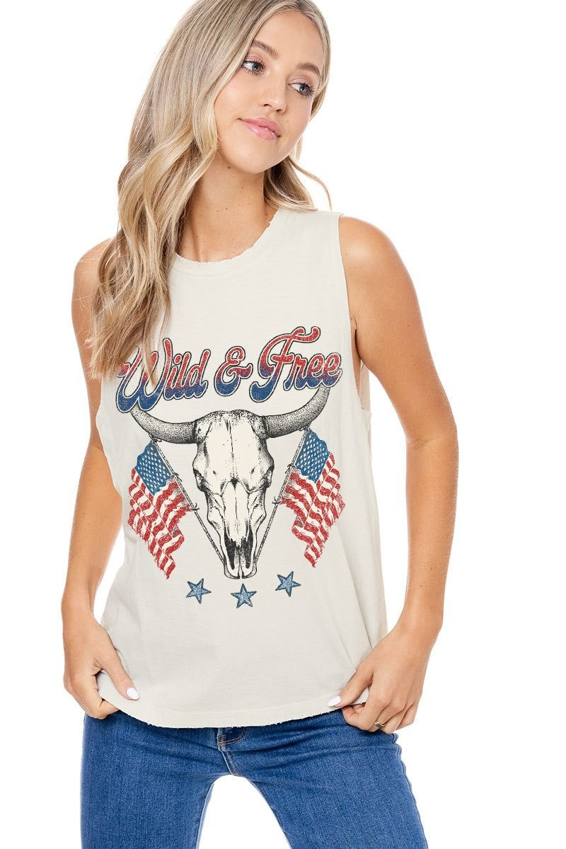 wild and free graphic tank