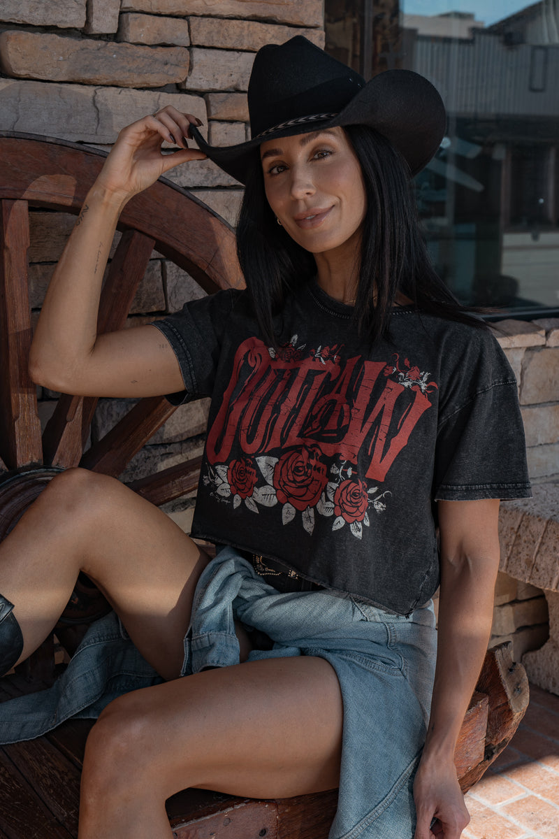 Outlaw Roses Crop Tee