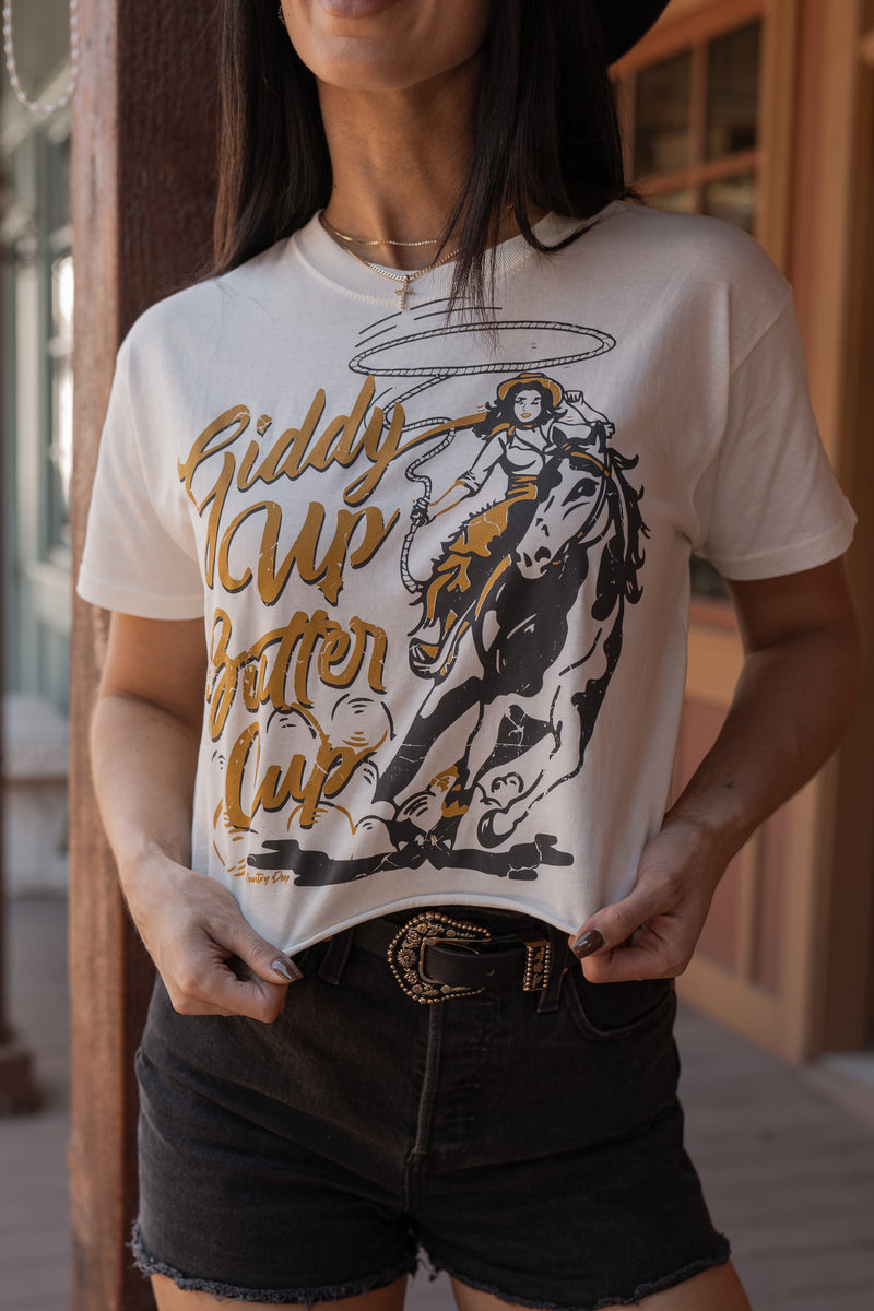 Giddy Up Buttercup Crop Tee