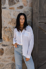 Sierra Stripe Button Down -  Tan / White