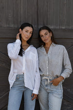 Sierra Stripe Button Down -  Tan / White