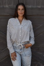 Sierra Stripe Button Down - Gray / White