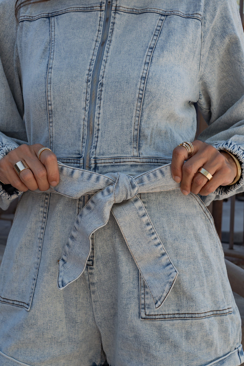 Phoenix Denim Zip Romper