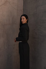 Ella Cropped Pinstripe Blazer