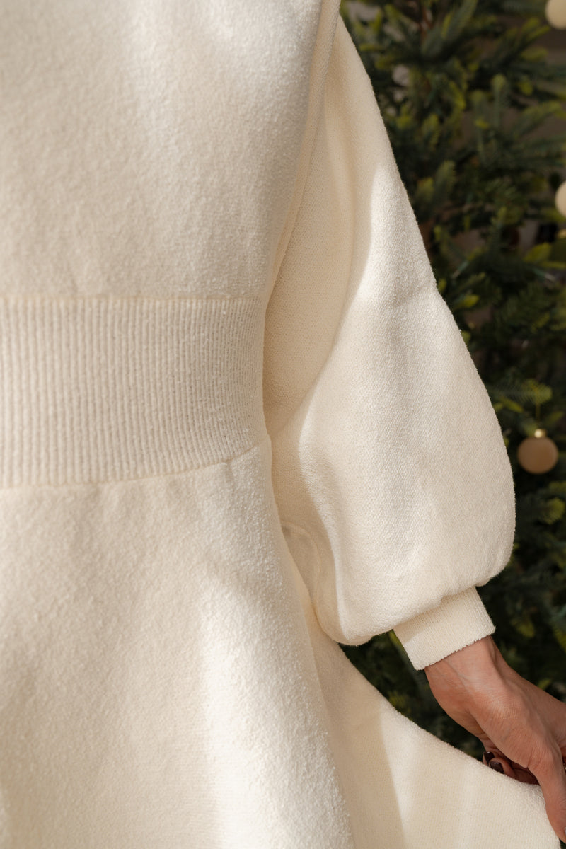 Balloon Sweater Dress - Cream