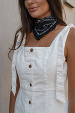 Country Flare White Denim Dress
