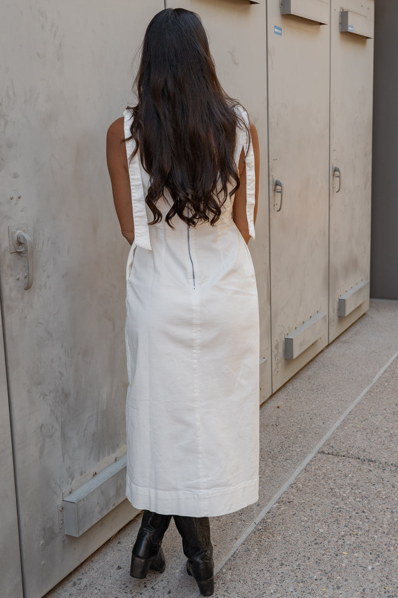 Country Flare White Denim Dress