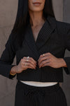 Ella Cropped Pinstripe Blazer