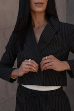 Ella Cropped Pinstripe Blazer